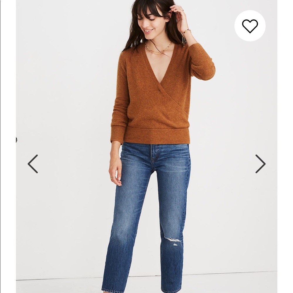 Madewell wrap front pullover Brown BNWT sweater